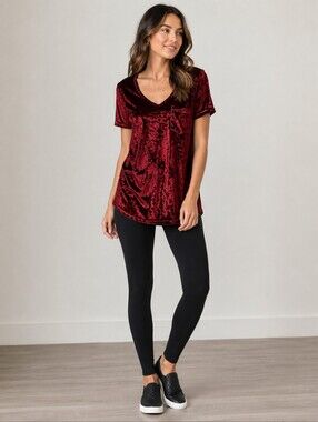❤️ NWOT! SPRING + MERCER CRUSHED VELVET LEGGING TEE / TOP, MEDIUM